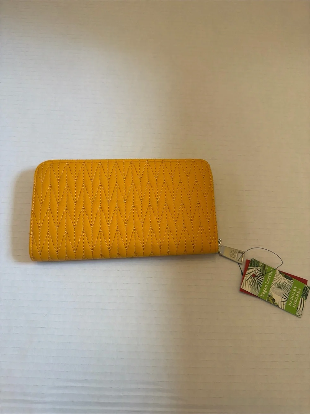 Badgley Mischka Vegan Leather Yellow Wallet with Braided Quilting (MSRP $49) NWT